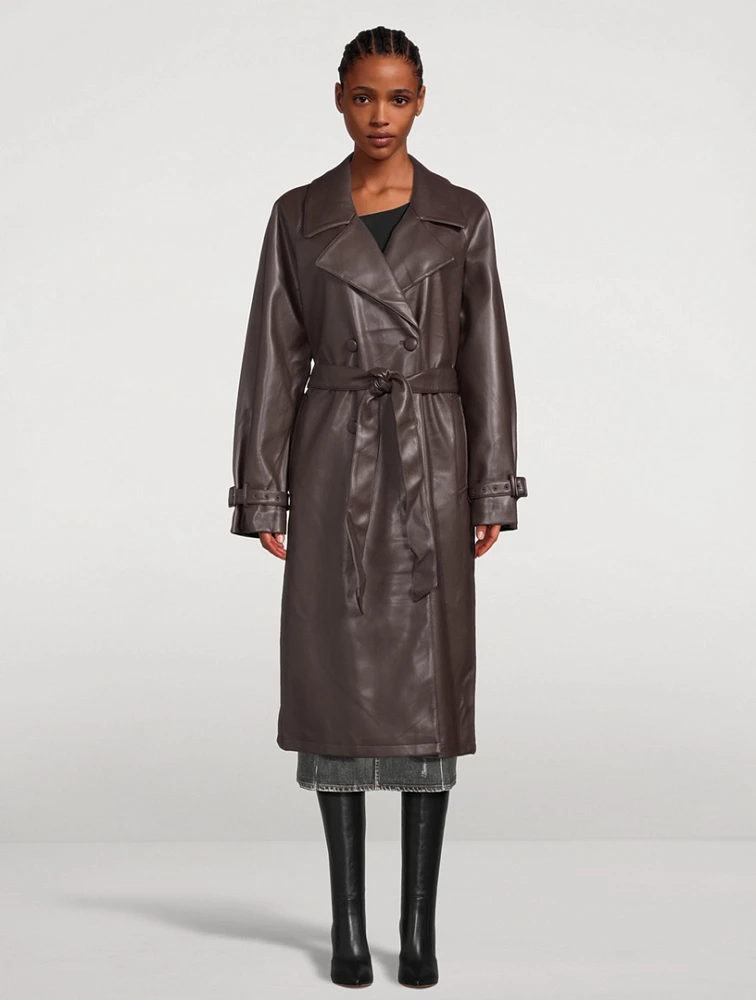 Faux Leather Trench Coat