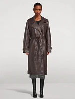 Faux Leather Trench Coat