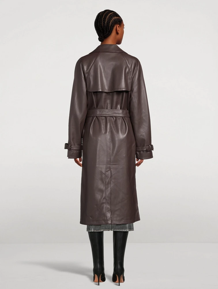 Faux Leather Trench Coat