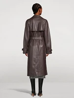 Faux Leather Trench Coat