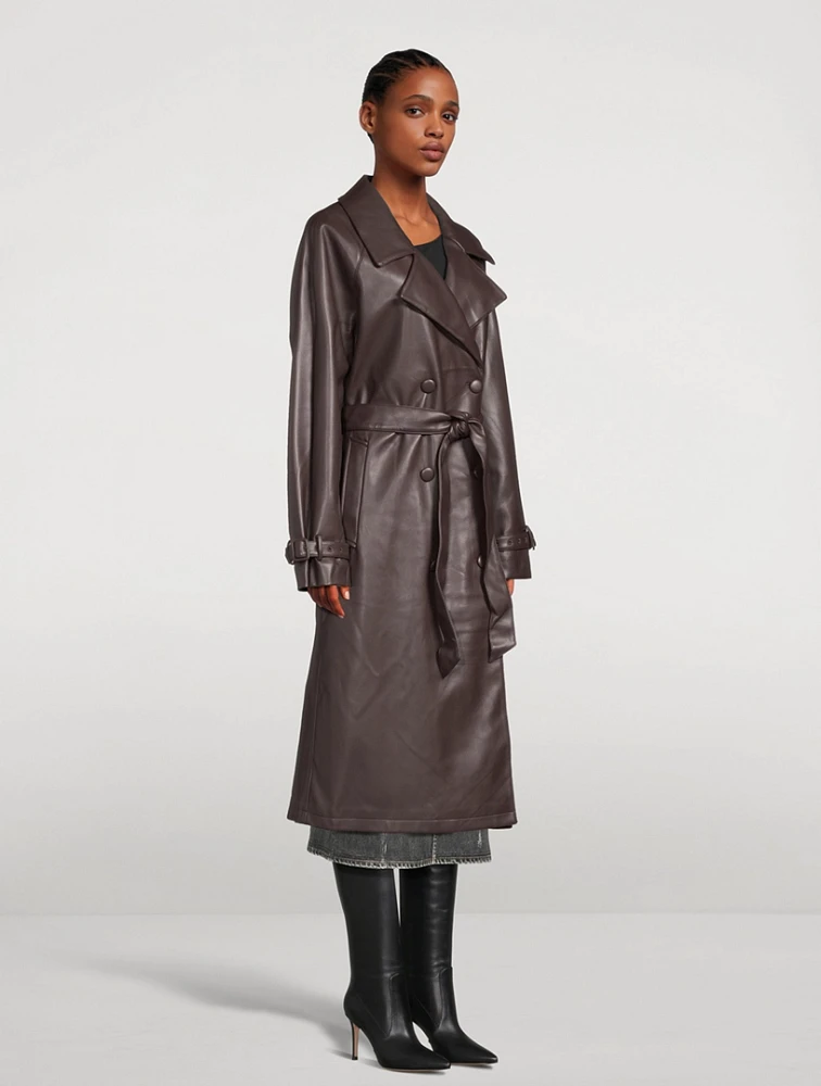 Faux Leather Trench Coat