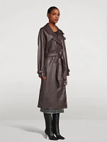 Faux Leather Trench Coat