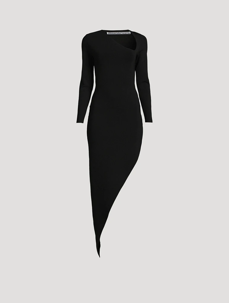 Diagonal Hem Knit Dress