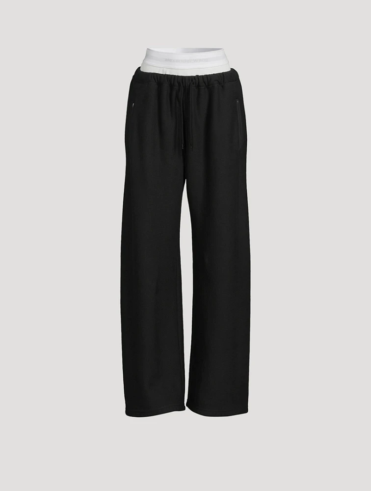 Exposed Waist Wide-Leg Sweatpants