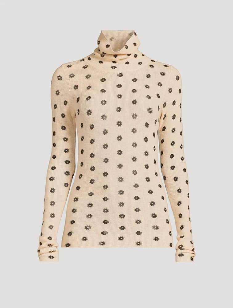 Fioria Floral Wool Mohair Turtleneck