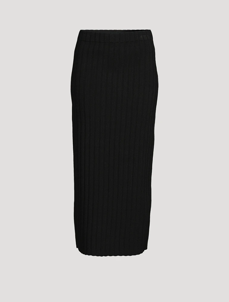 Fiemme Rib-Knit Pencil Skirt