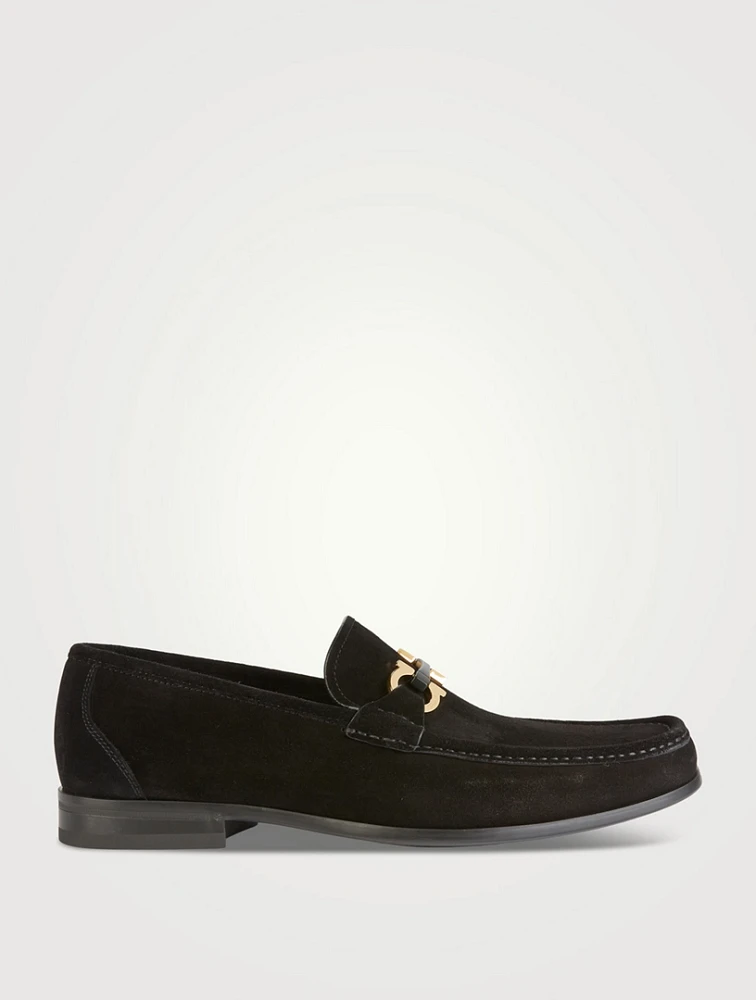 Gancini Ornament Suede Loafers