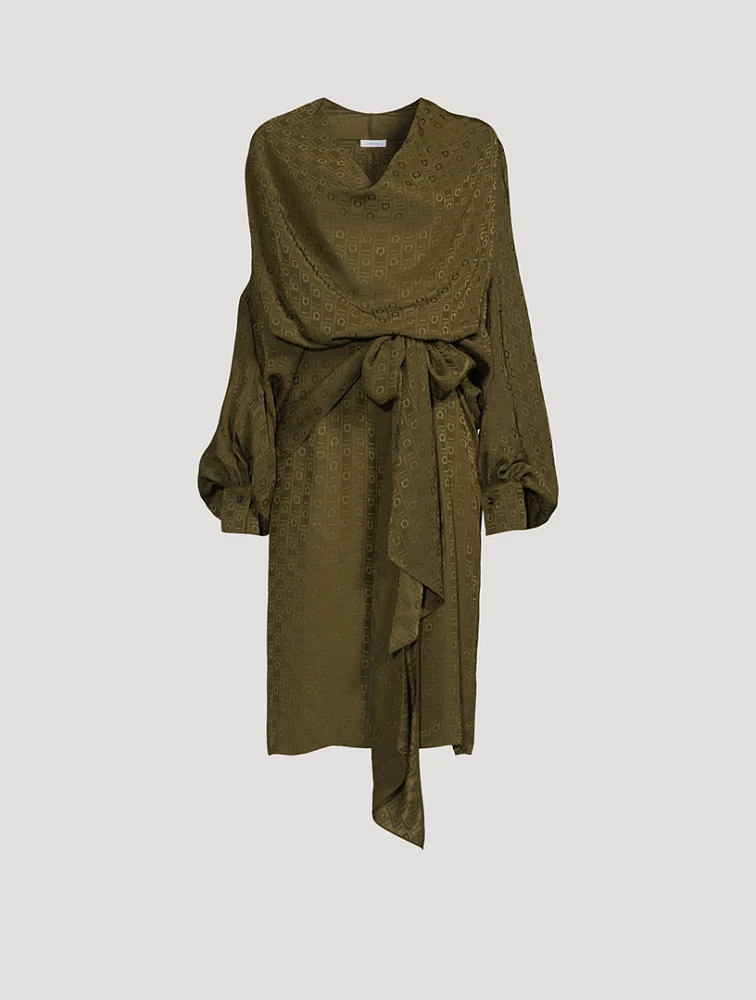 Monogram Jacquard Silk Midi Dress