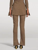 Split-Cuff Bootcut Trousers Gingham Print