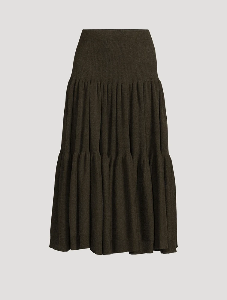 Cascades Cashmere Silk Midi Skirt
