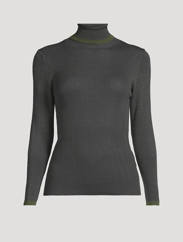 Wool Ribbed Knit Turtleneck