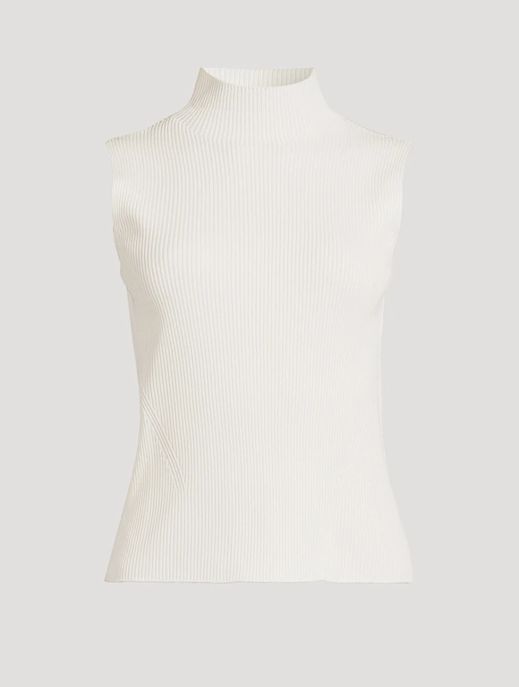 Ribbed Knit Mockneck Sweater