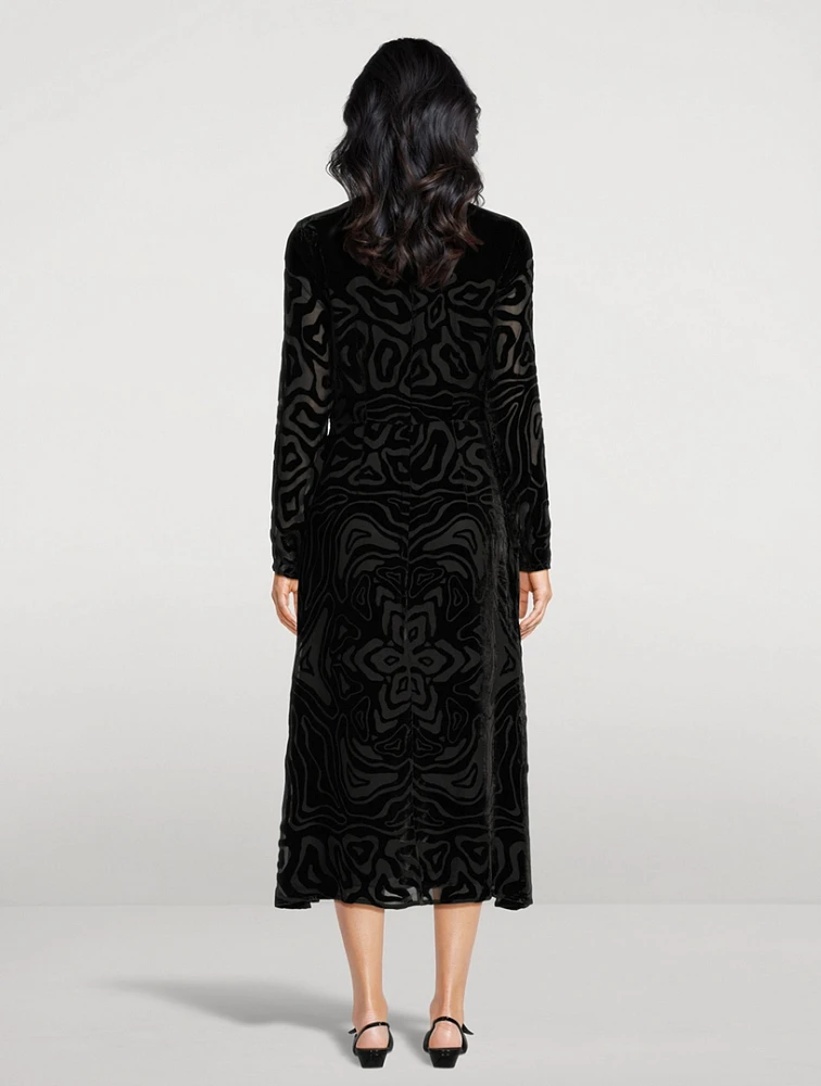 Helena Velvet Burn-Out Midi Dress