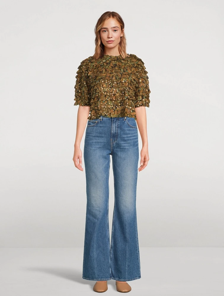 Carmella Ruffled Blouse Paisley Print