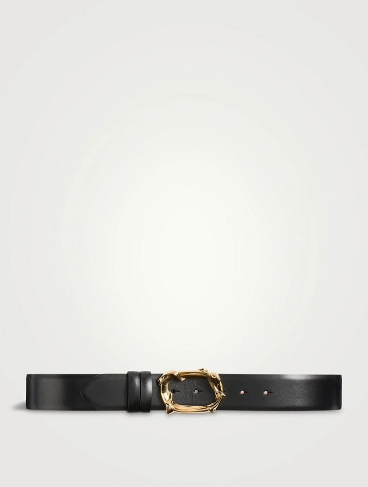 Snake Buckle Leather Belt