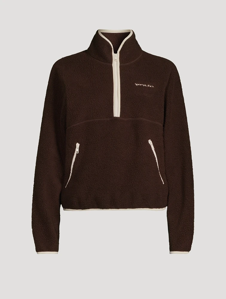 Serif Logo Sherpa Quarter-Zip Pullover