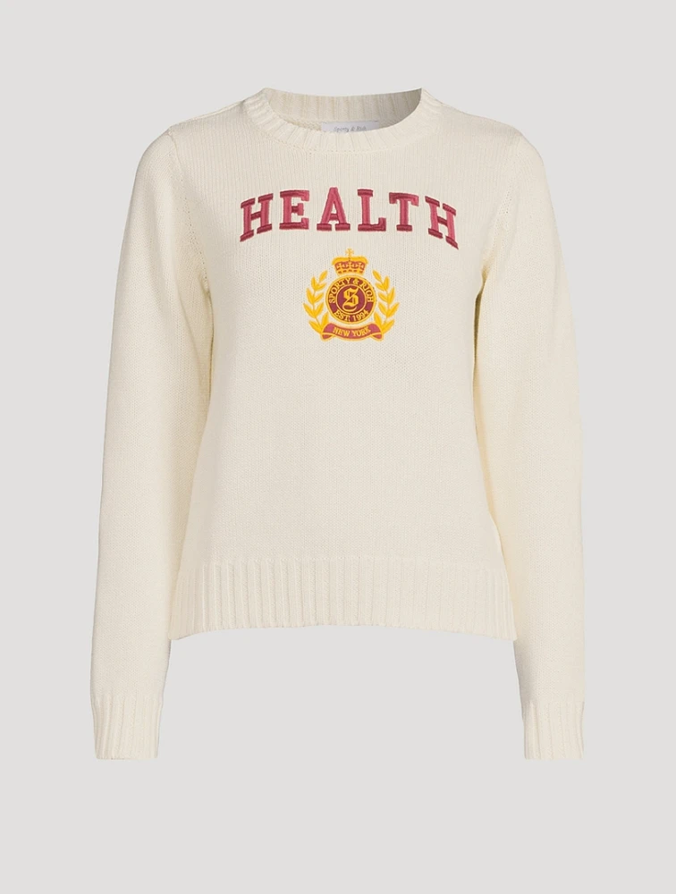 NY Health Crest-Embroidered Wool Sweater