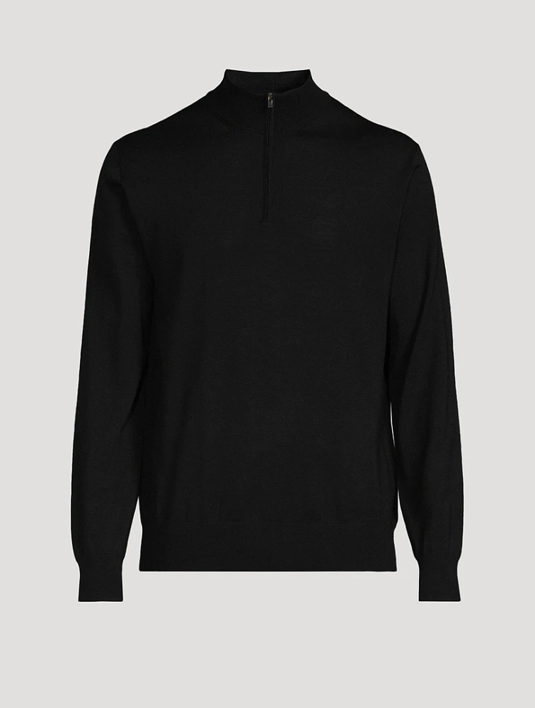 Merino Wool Fine-Knit Quarter-Zip Sweater