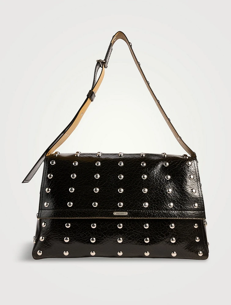 Large Slouch Studded Leather Shoulder Bag