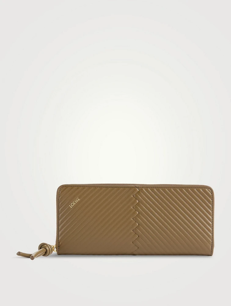 Knot Woven Leather Zip Wallet