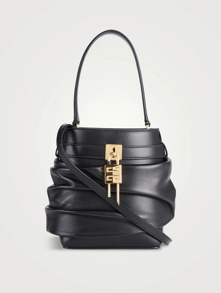 Shark Lock Slouchy Leather Bucket Bag