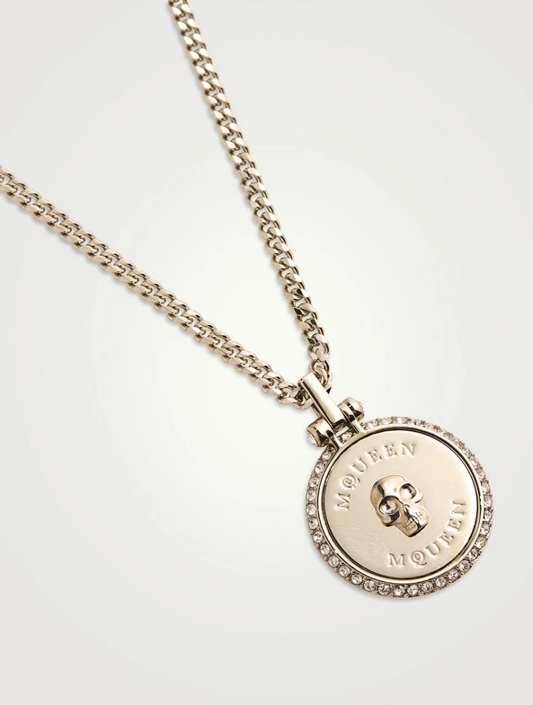 Sovereign Skull Pendant Necklace With Crystals