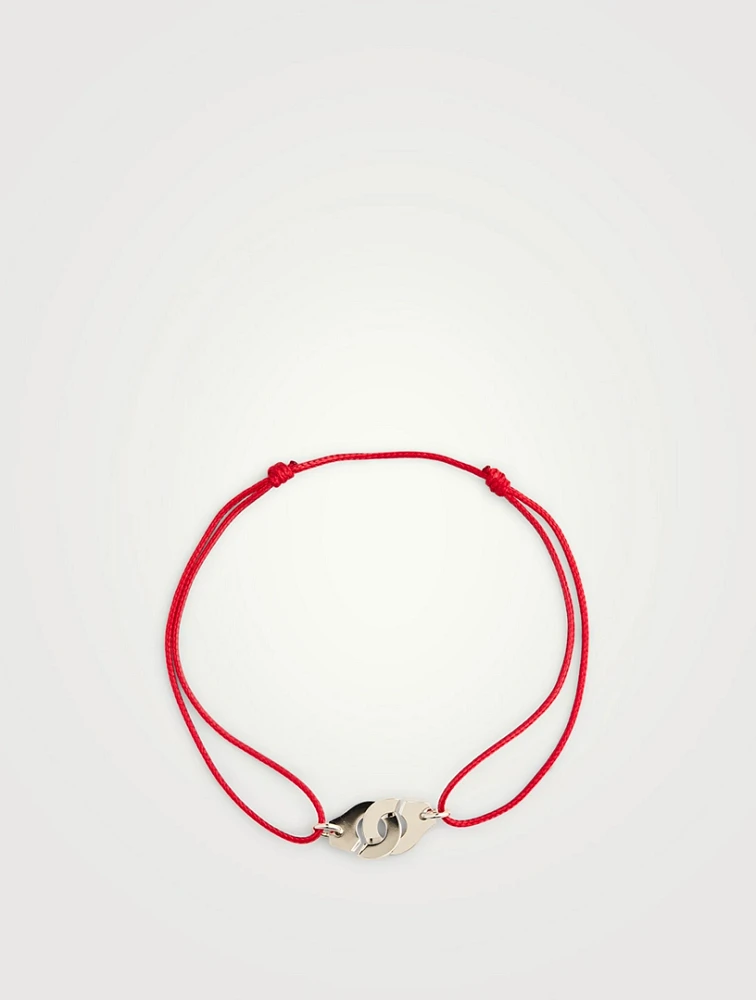 Menottes Dinh Van R8 Satin Cord And White Gold Bracelet
