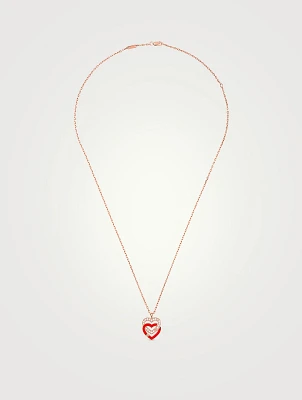 Qixi Red Edition Double Cœurs R12 Rose Gold Chain Pendant Necklace With Diamonds