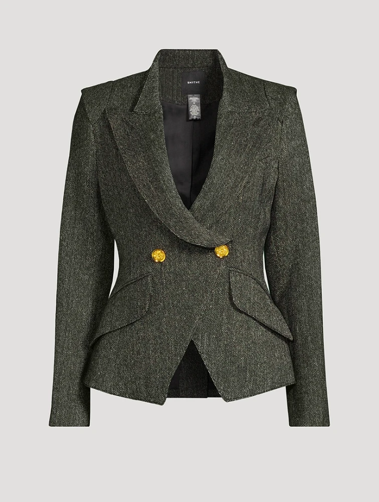 Crossover Double-Breasted Blazer