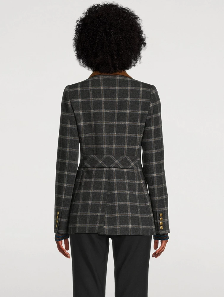 Wedding Double-Breasted Windowpane Check Blazer