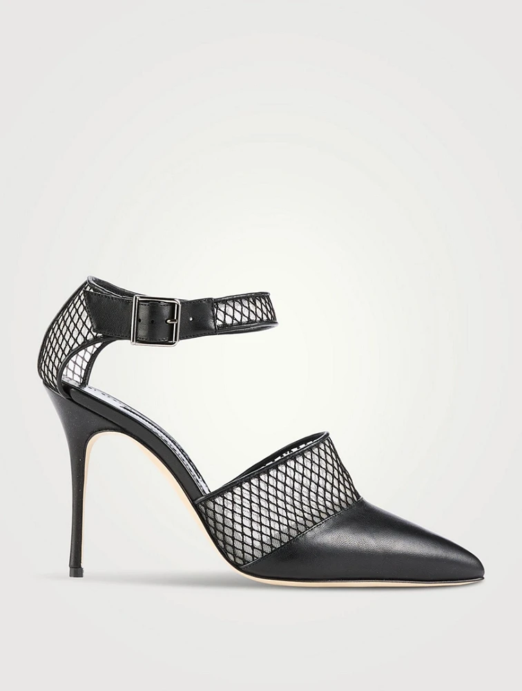 Jatelah Mesh And Leather Ankle-Strap Pumps
