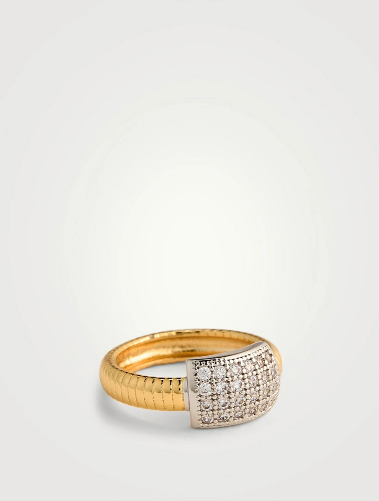 Pavé Dome Snake Chain Ring