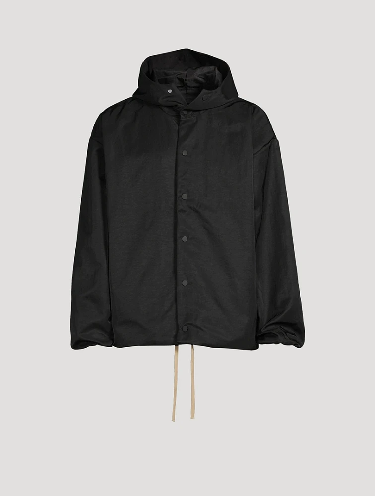 Textured Nylon Hooded Coaches Jacket