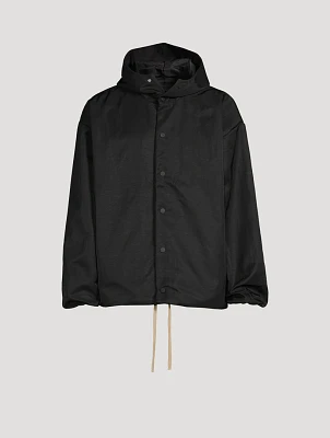Textured Nylon Hooded Coaches Jacket