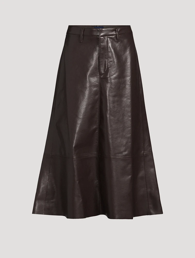 Cassia Leather Midi Skirt