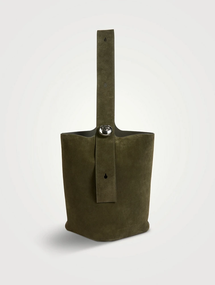 Large Suede Pebble Bucket Bag