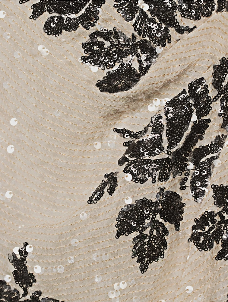 Sequin Gown Floral Print