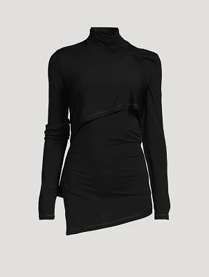 Draped Jersey Turtleneck