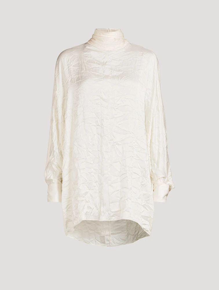 Bex Crushed Satin Scarf Neck Top