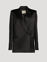 Willow Double-Breasted Satin Blazer