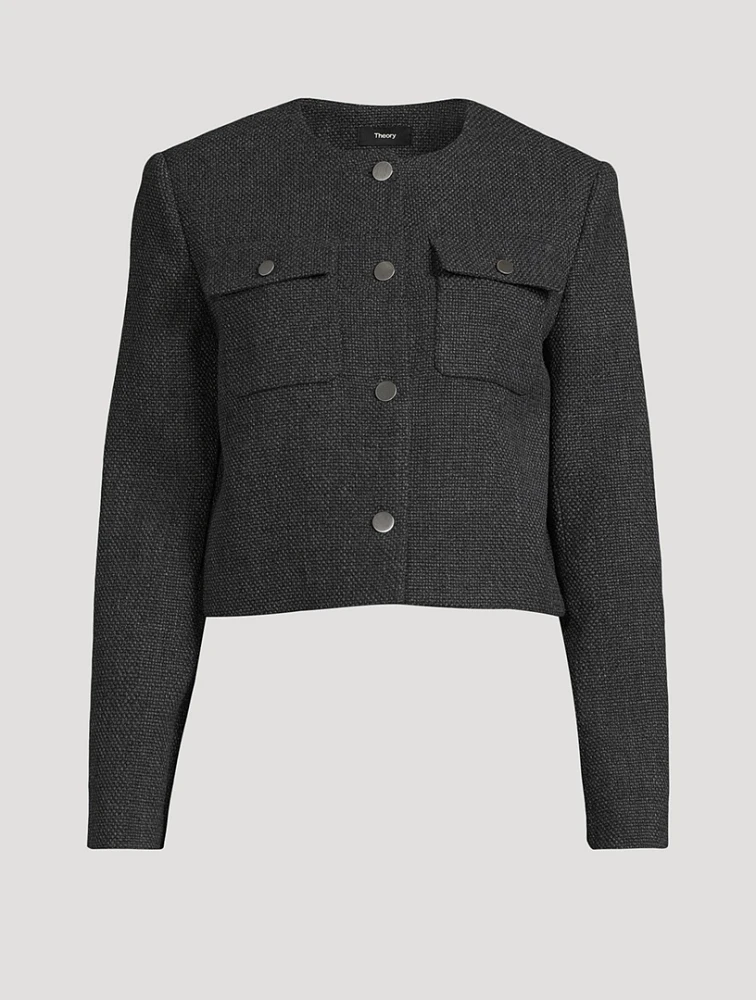 Plush Tweed Cardigan Jacket