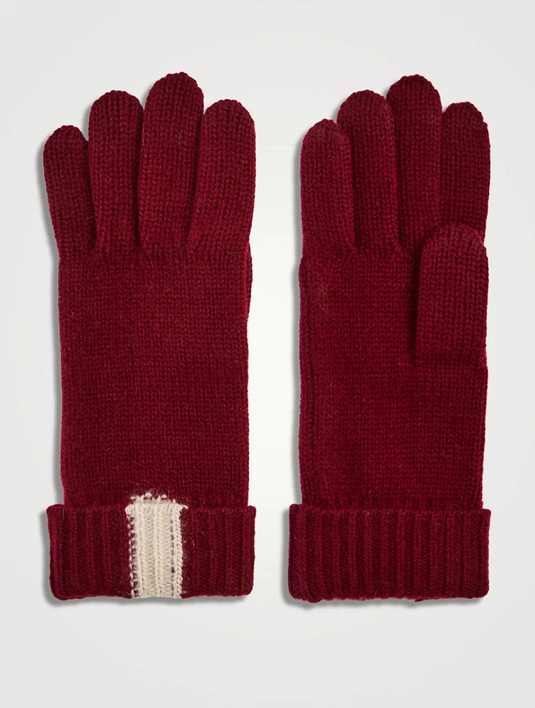 Cashmere One-Stripe Gloves