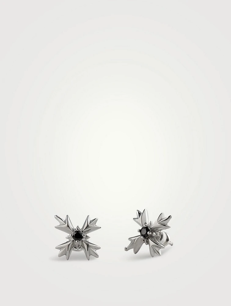 Black Crystal Crest Earrings