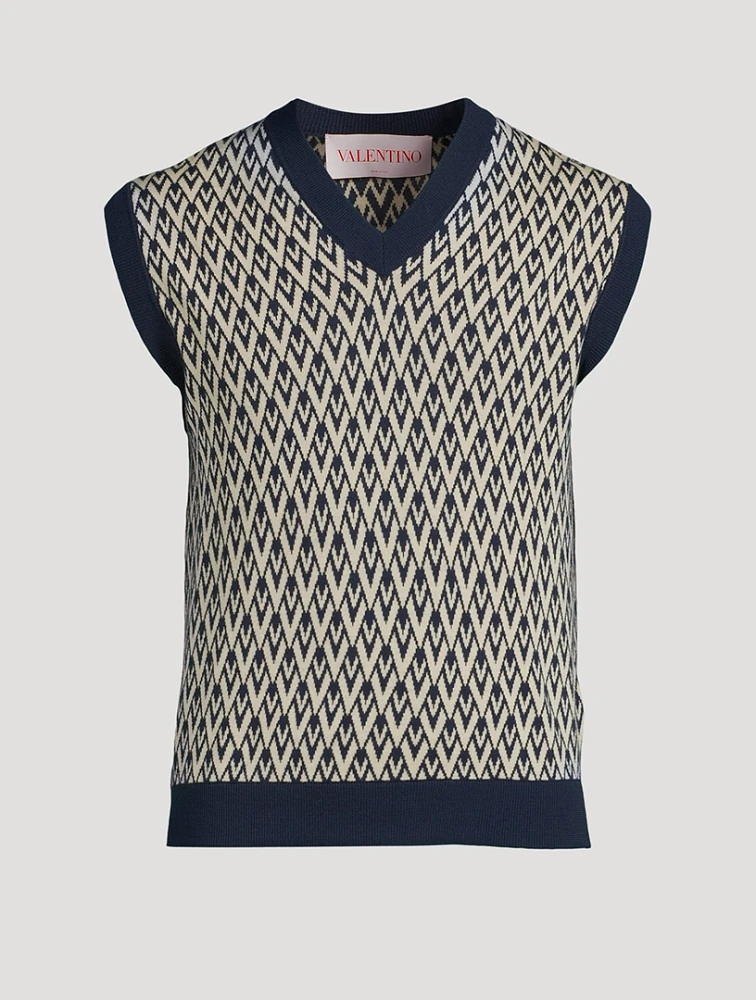 Wool Toute La V Jacquard Vest