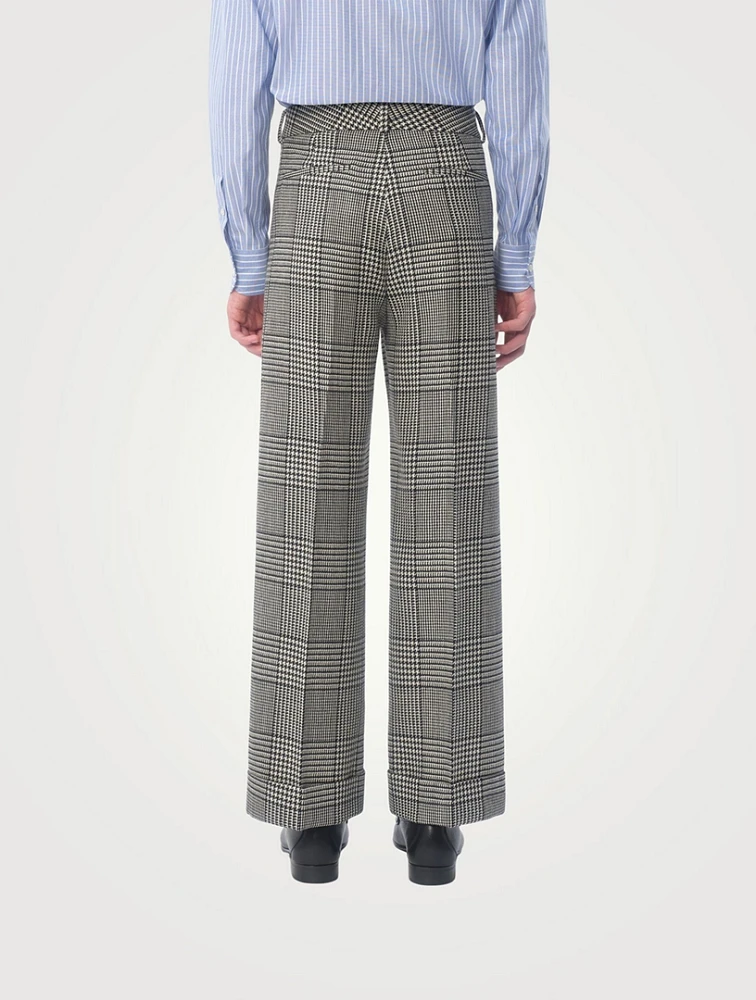 Houndstooth Check Wool Trousers