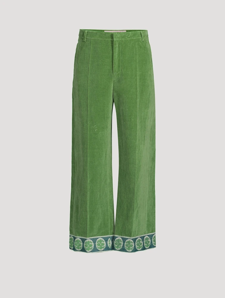 Cotton And Linen Velvet Flare Pants