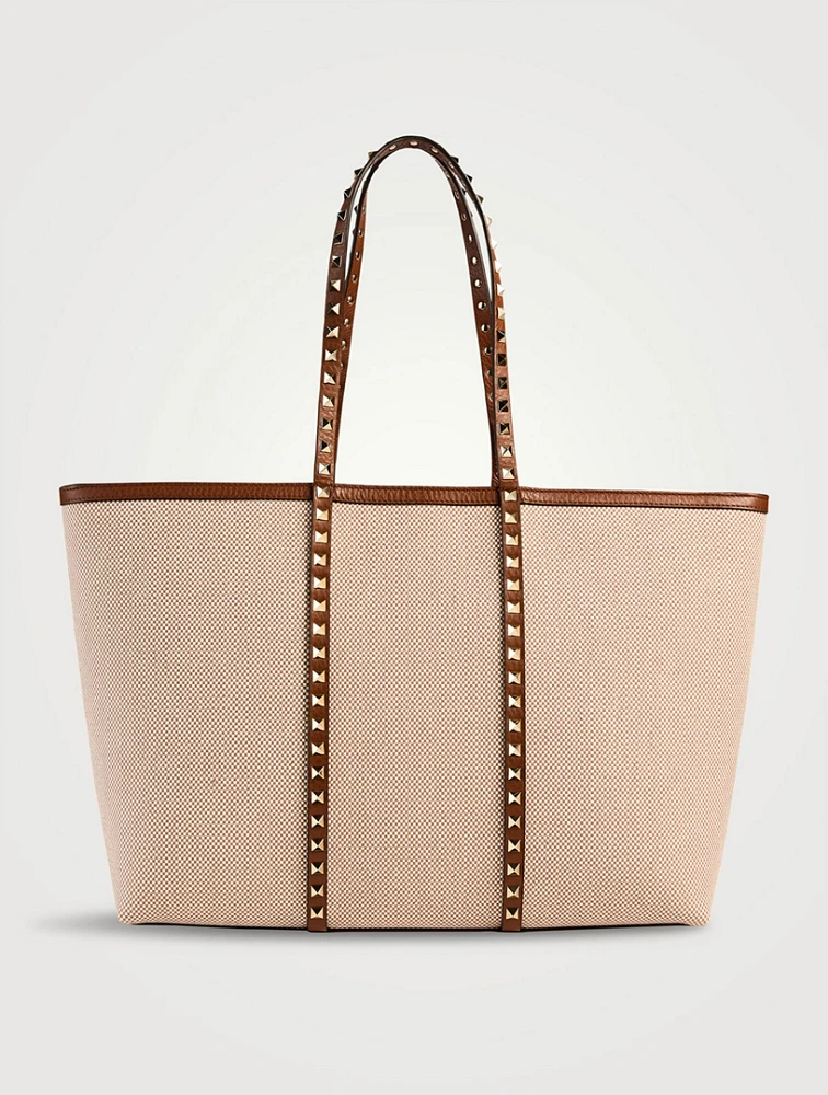 Medium Rockstud Canvas Tote Bag