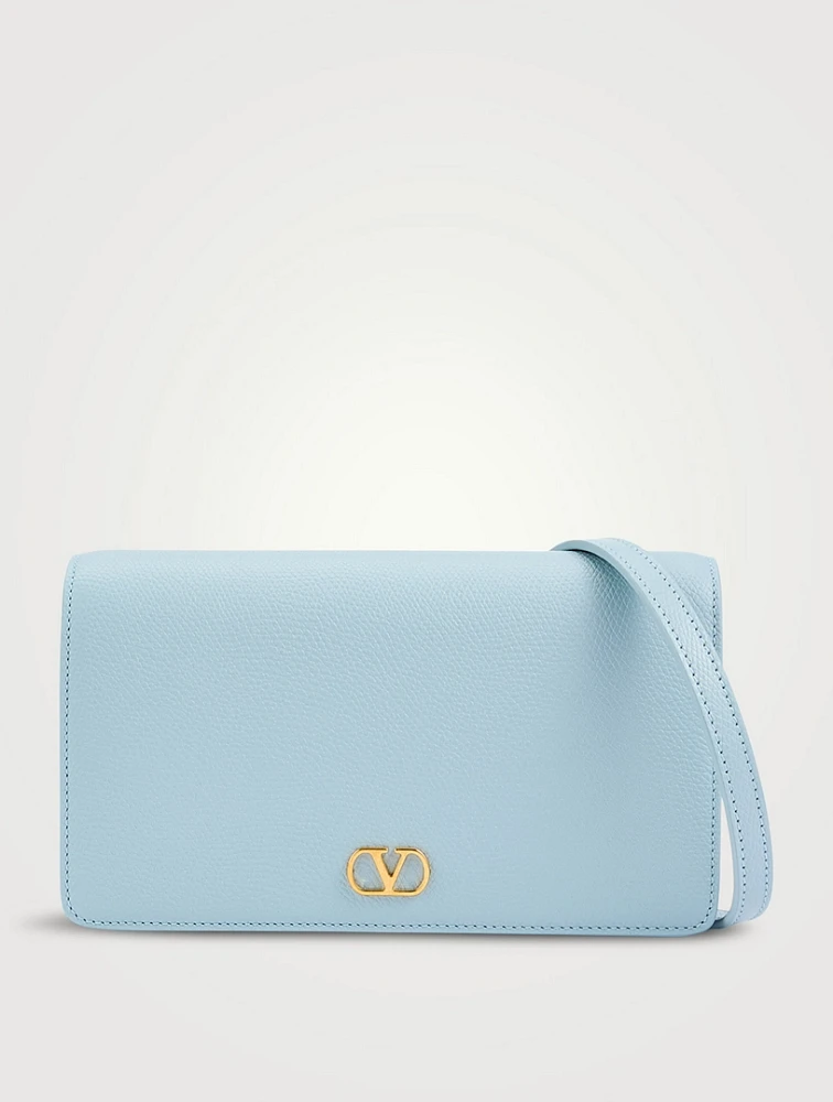 VLogo Leather Wallet-On-Strap