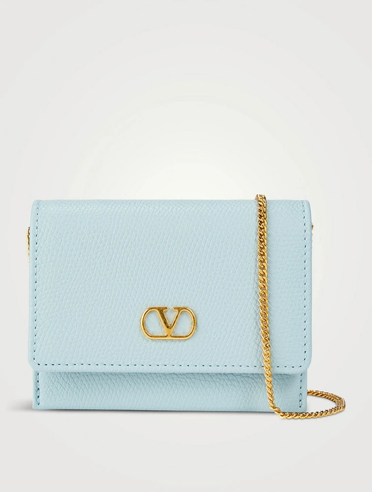 VLogo Leather Card Case-On-Chain