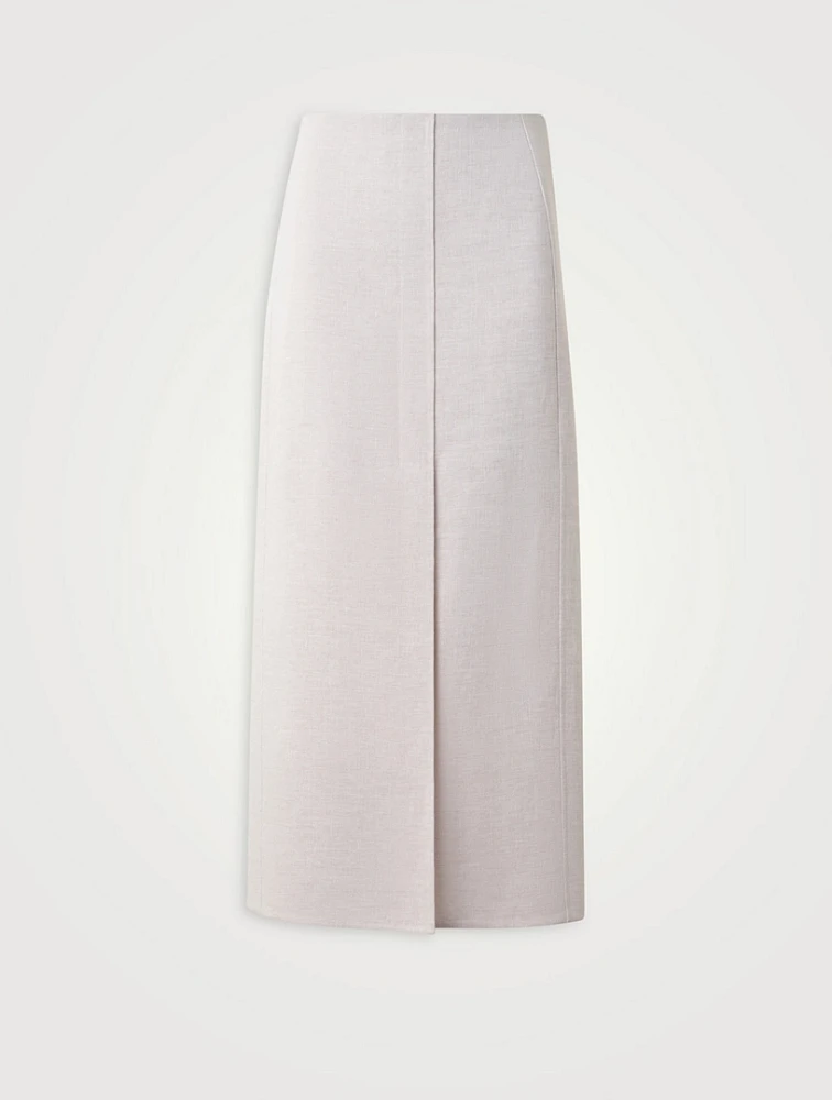 Double-Face Linen Midi Skirt
